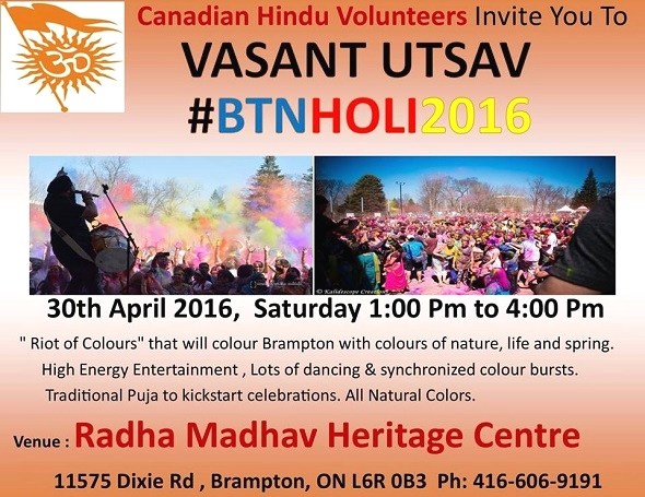 Canadian Hindu Volunteers Vasant Utsav Nav Varsh Utsav Holi