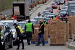 unemployment, LA, food bank drive through in la and pennsylvania overrun by hundreds of unemployed americans, Food bank