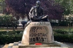 Mahatma Gandhi Statue in London latest, Mahatma Gandhi Statue in London breaking, iconic gandhi statue vandalised near london university, Gandhi jayanti