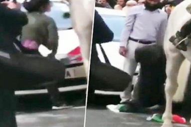 Watch: Journalist Jumps into Violent Protest to Save Indian Tricolor