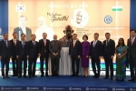modi in seoul, mahatma gandhi bust unveiled, thoughts and ideals of gandhi have power to overcome menace of terrorism climate change pm modi, Kim jung un