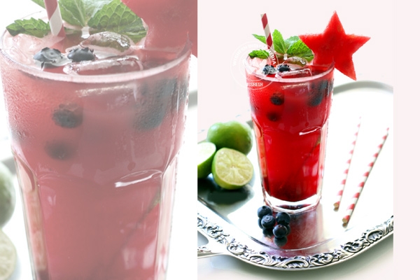 Bottoms up with Watermelon Blueberry Mojito