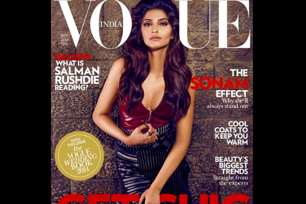 Sonam Kapoor bares cleavage on cover of Vogue},{Sonam Kapoor bares cleavage on cover of Vogue
