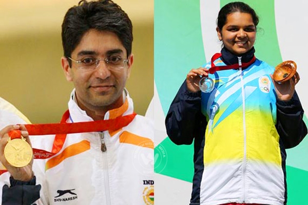 Abhinav Bindra wins gold, Malaika Goel gets a silver in 2014 Commonwealth Games 2014 shooting},{Abhinav Bindra wins gold, Malaika Goel gets a silver in 2014 Commonwealth Games 2014 shooting