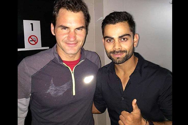 Kohli meets Federer, says a great day!},{Kohli meets Federer, says a great day!